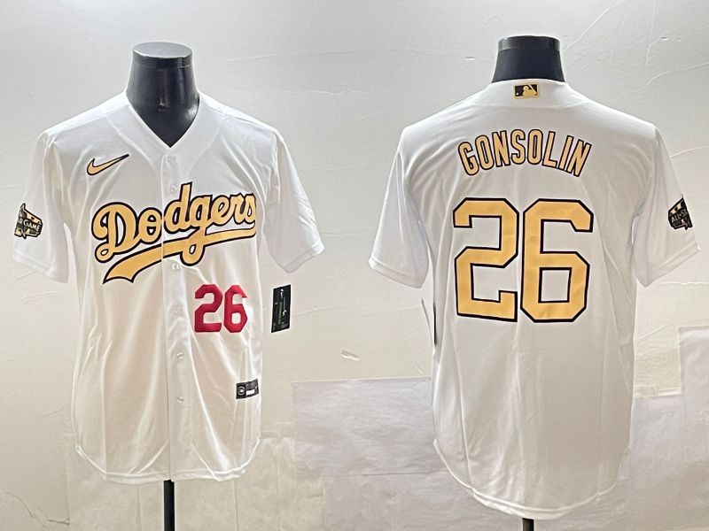 Men Los Angeles Dodgers 26 Gonsolin White All star Game 2025 Nike MLB Jersey style 6